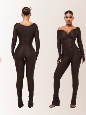 Coucoo Lanai Off-Shoulder Brown Set